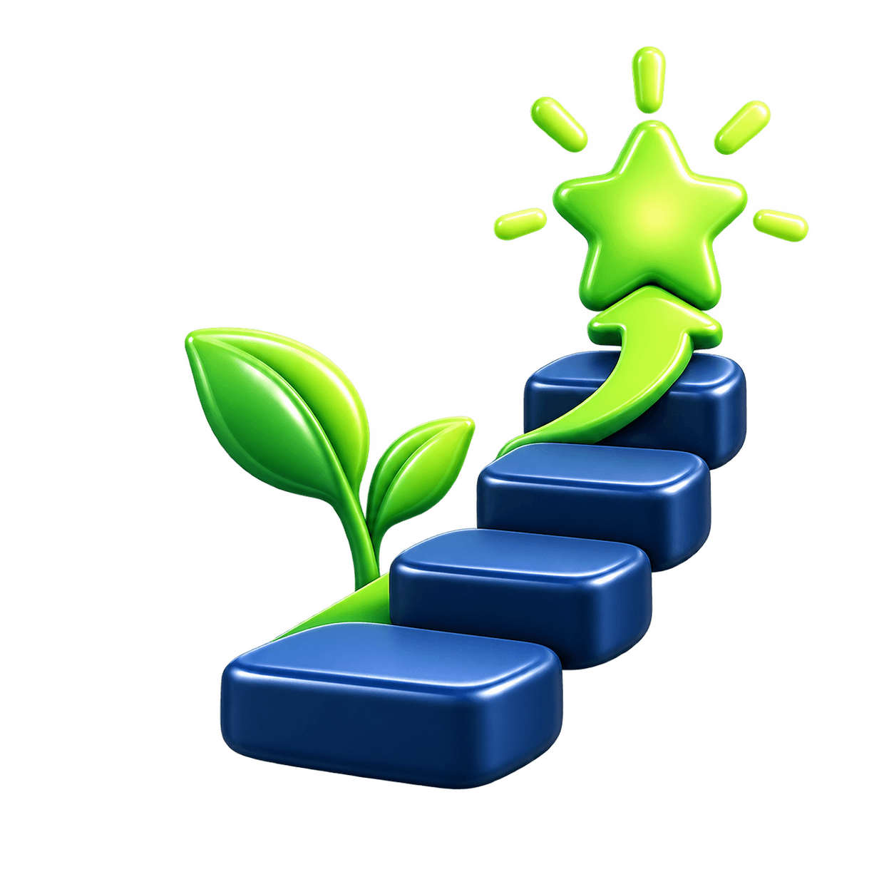 Steps rising toward a bright star beside new growth