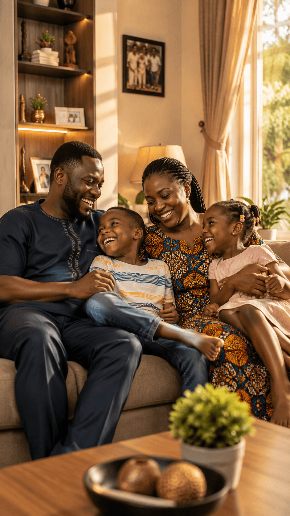 A family enjoying time together at home