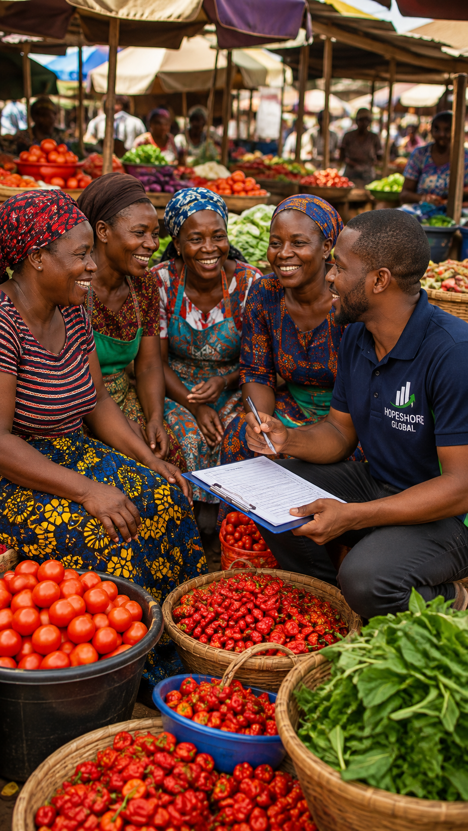 A Hopeshore representative speaking with market traders